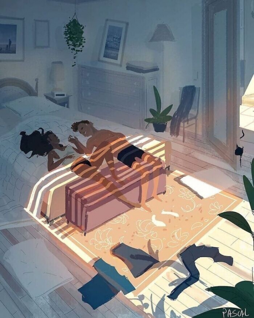 The artist documents the idyllic moments of life with his wife and children The artist documents the idyllic moments of life with his wife and children