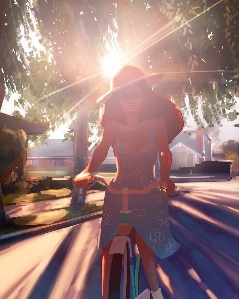 The artist documents the idyllic moments of life with his wife and children The artist documents the idyllic moments of life with his wife and children