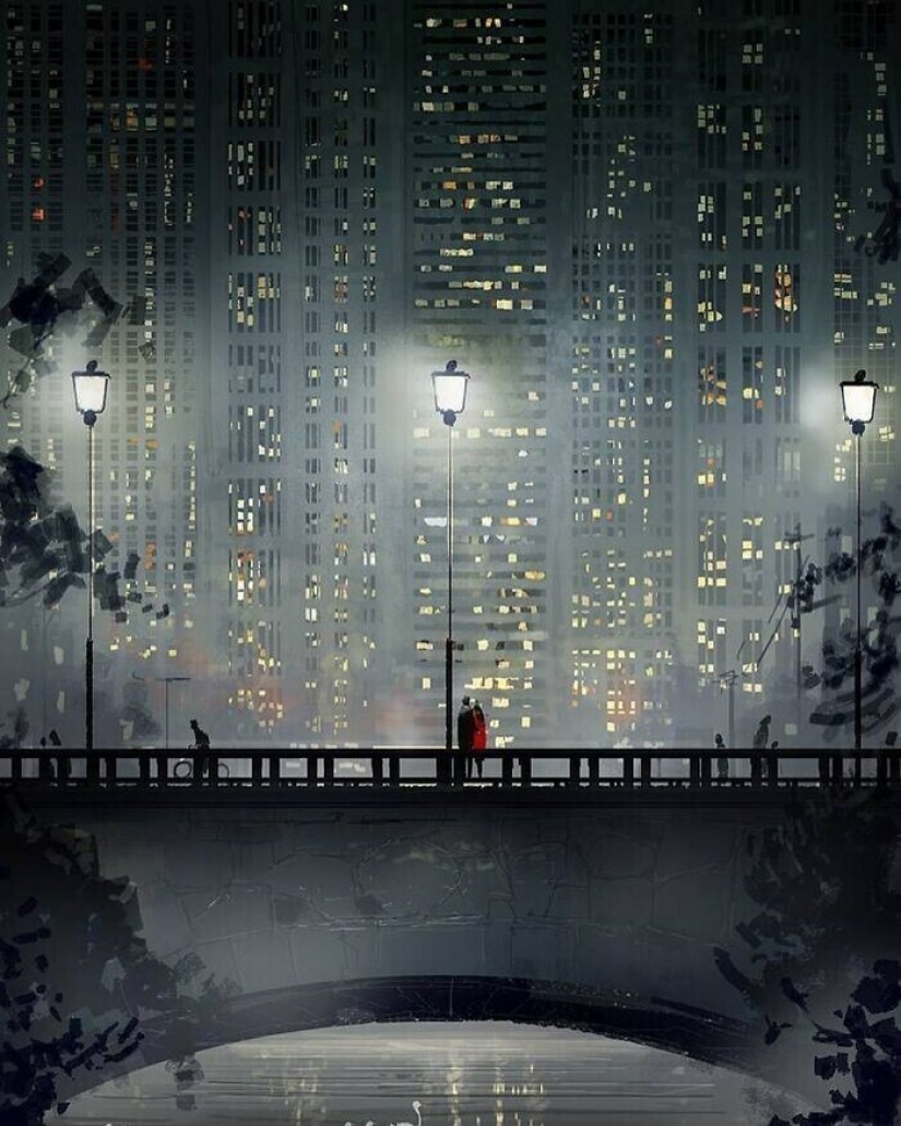 The artist documents the idyllic moments of life with his wife and children The artist documents the idyllic moments of life with his wife and children