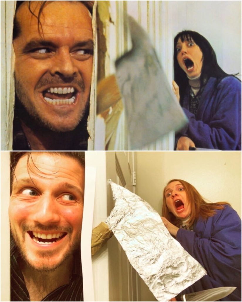 The creative family recreated the famous movie posters in order not to be bored in quarantine The creative family recreated the famous movie posters in order not to be bored in quarantine