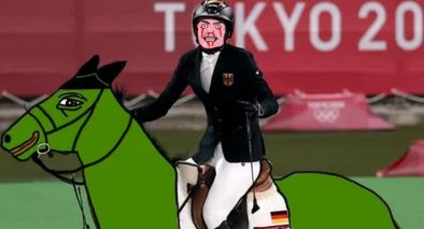 The Olympic drama with a smiling horse and a crying rider has generated a wave of memes The Olympic drama with a smiling horse and a crying rider has generated a wave of memes