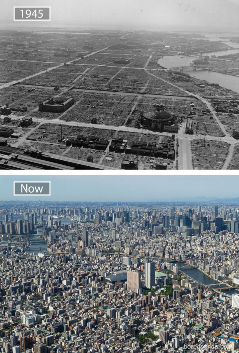 The wind of change: the famous city from one angle in the past and present