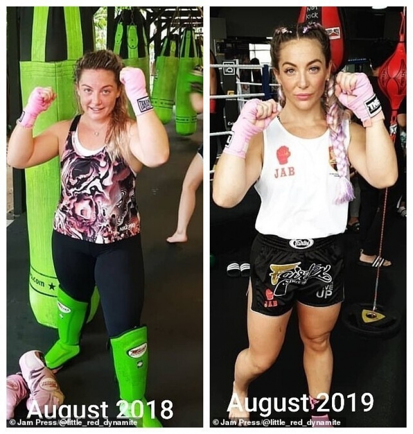 The woman was engaged in Thai Boxing to lose weight, and became a professional athlete The woman was engaged in Thai Boxing to lose weight, and became a professional athlete