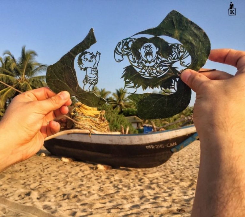 These works were made by the artist from the paper during a trip to India