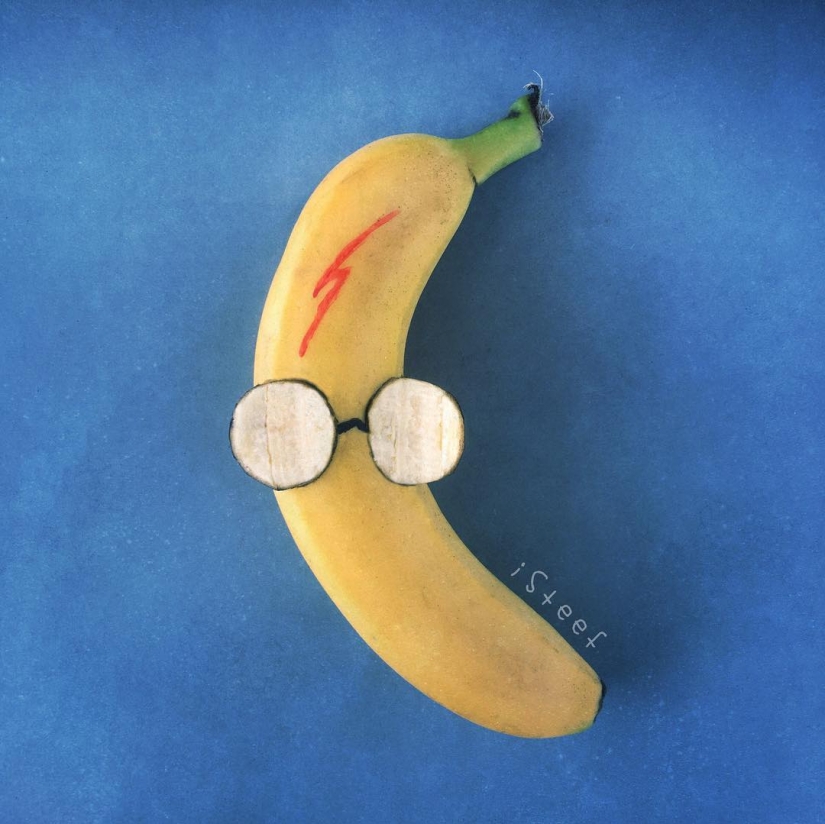 To spite the marble: the sculptor cuts off the excess from bananas