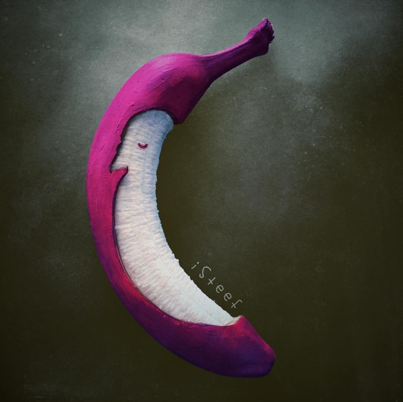 To spite the marble: the sculptor cuts off the excess from bananas