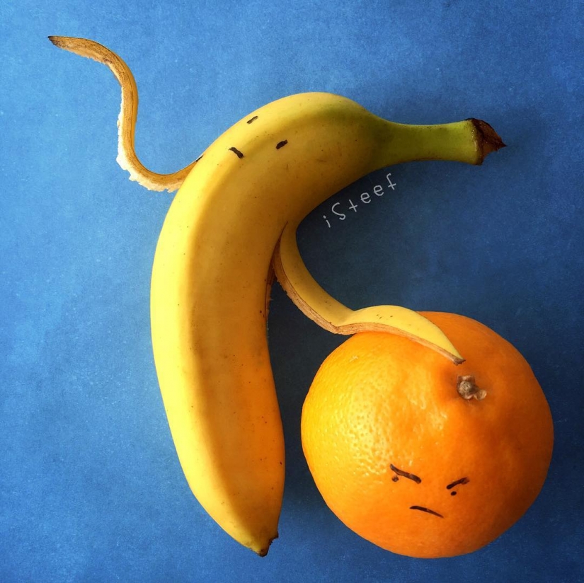 To spite the marble: the sculptor cuts off the excess from bananas