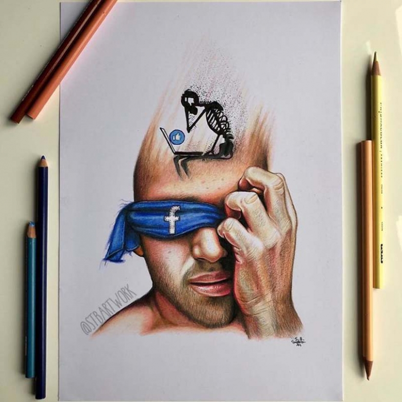 Tough but honest illustrations about how we are affected by social media Tough but honest illustrations about how we are affected by social media