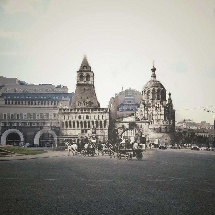 Two Moscow in one frame