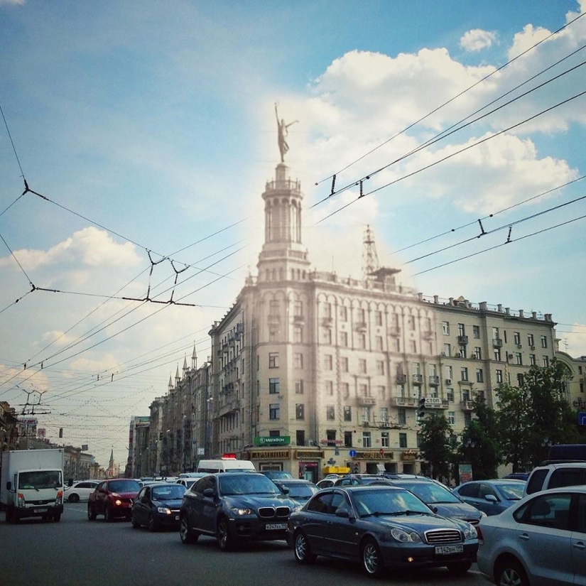 Two Moscow in one frame