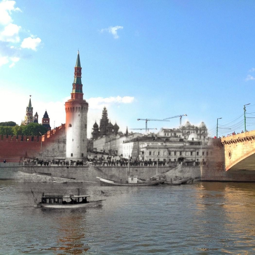 Two Moscow in one frame