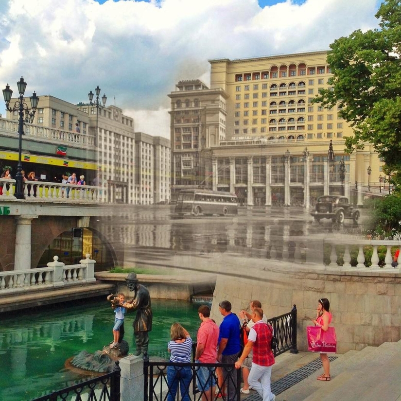 Two Moscow in one frame