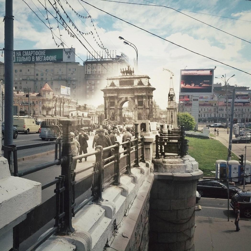 Two Moscow in one frame