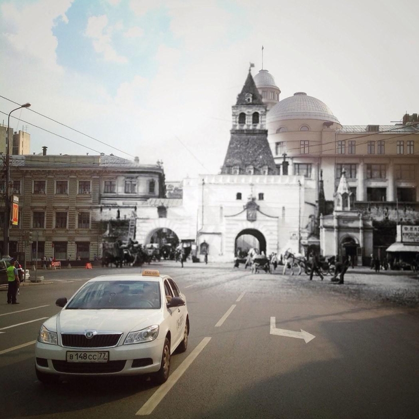 Two Moscow in one frame