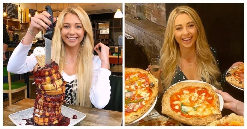 Una chica frágil de Gran Bretaña que devora megaciudades de comida rápida