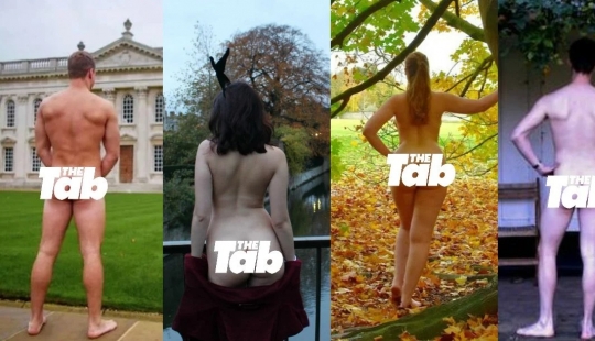 Vista posterior: Estudiantes de la Universidad de Cambridge despojados para el concurso anual de mejor trasero