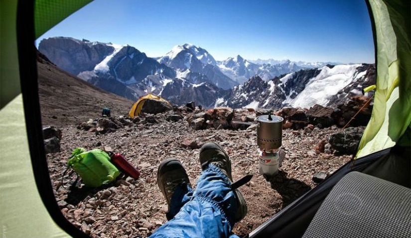 Vistas de la mañana desde la tienda Vistas de la mañana desde la tienda