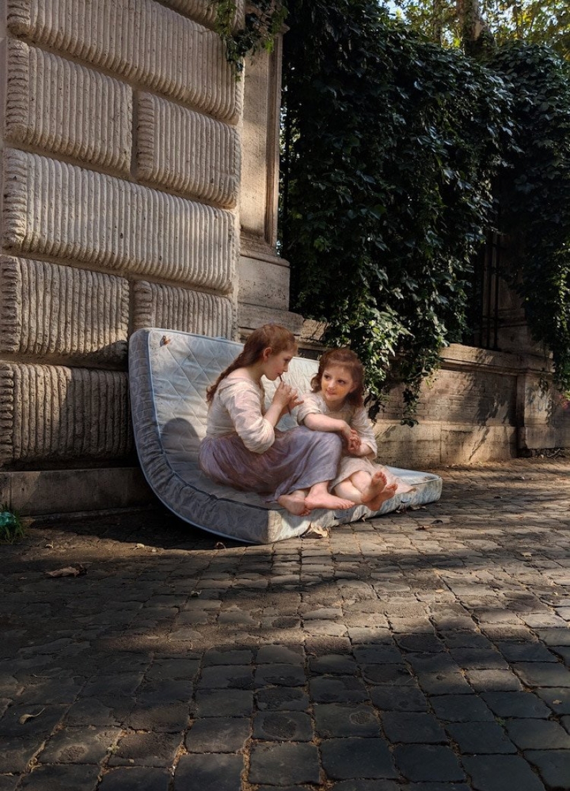 With paintings of classical paintings in modern life