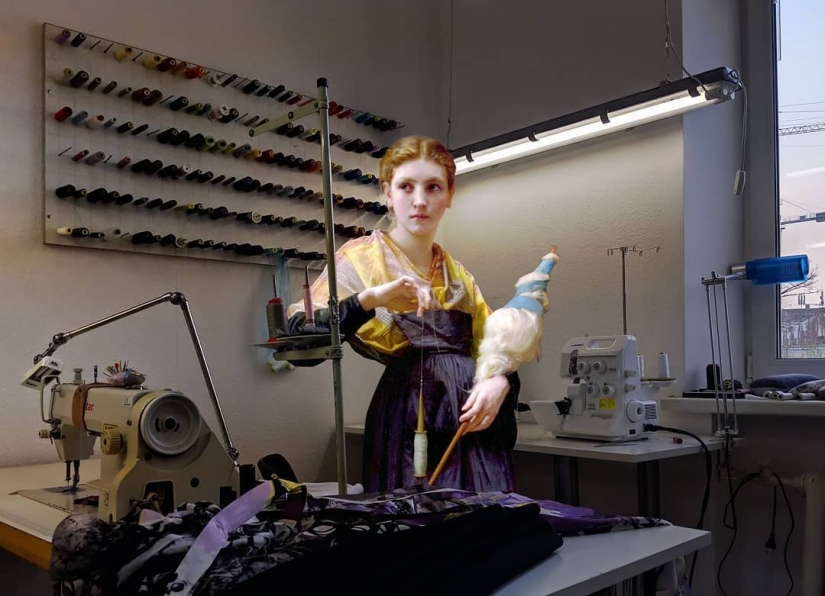 With paintings of classical paintings in modern life