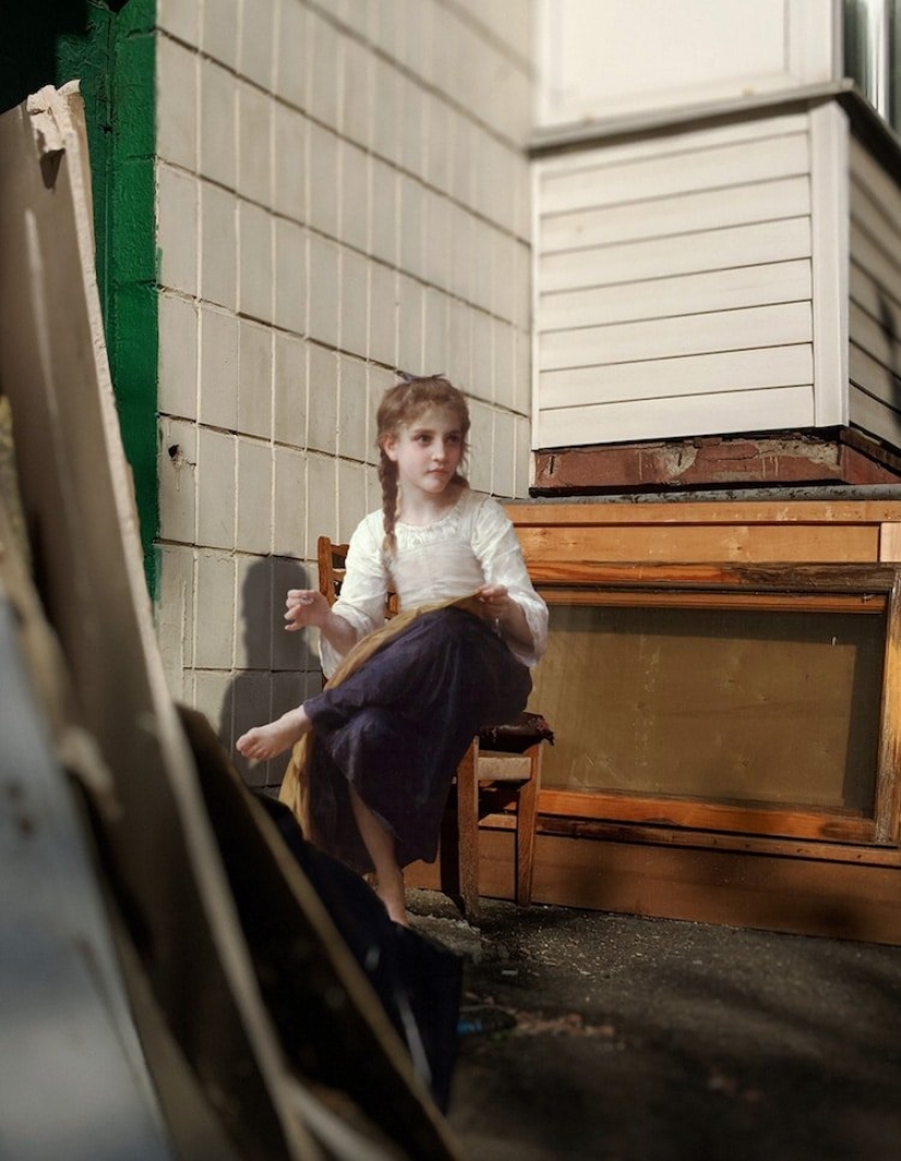 With paintings of classical paintings in modern life