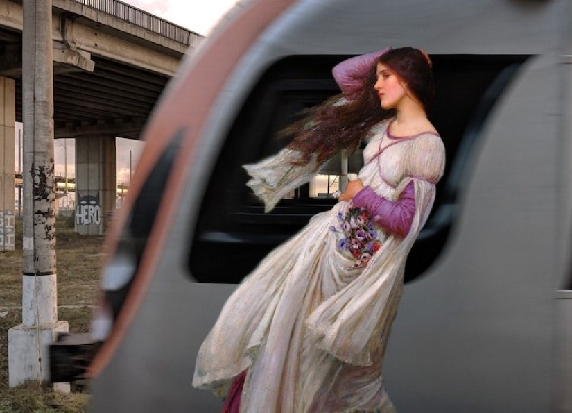 With paintings of classical paintings in modern life