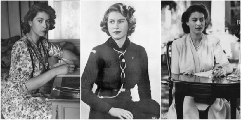 20 black-and-white portraits of a young Elizabeth II in the 1940s