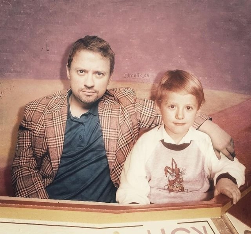 20 works from the master of photoshop: domestic stars in the company with a young version of themselves