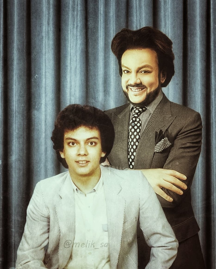 20 works from the master of photoshop: domestic stars in the company with a young version of themselves