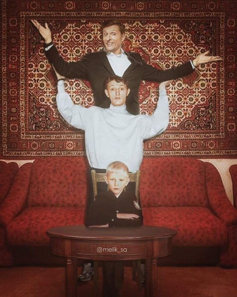 20 works from the master of photoshop: domestic stars in the company with a young version of themselves