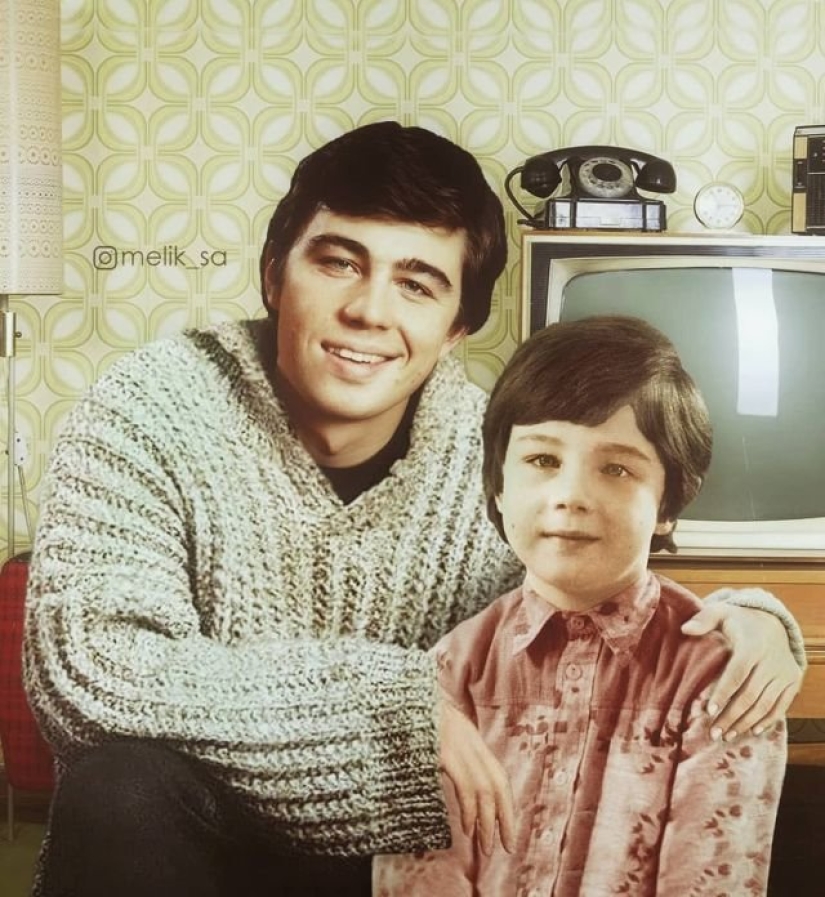 20 works from the master of photoshop: domestic stars in the company with a young version of themselves