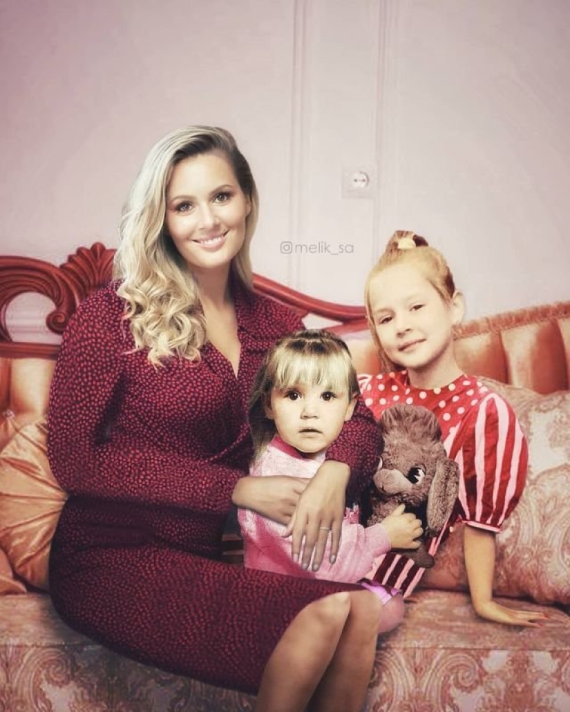 20 works from the master of photoshop: domestic stars in the company with a young version of themselves