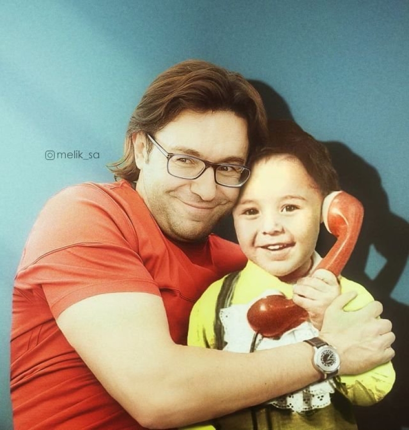 20 works from the master of photoshop: domestic stars in the company with a young version of themselves