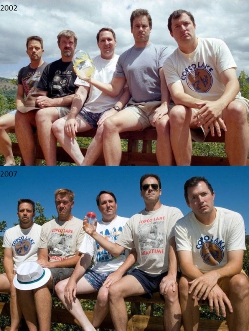 25 photos of people in the style of "then and now", whose relationships have passed the test of time