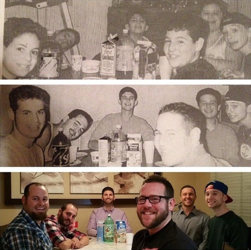 25 photos of people in the style of "then and now", whose relationships have passed the test of time