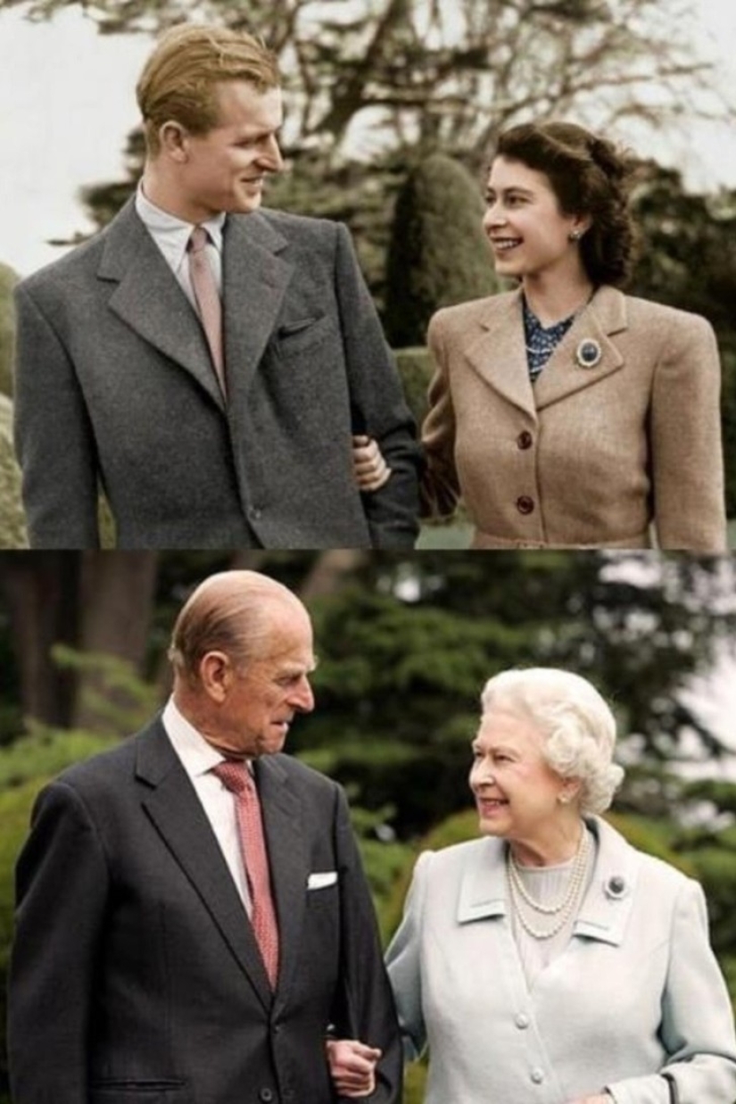 25 photos of people in the style of "then and now", whose relationships have passed the test of time