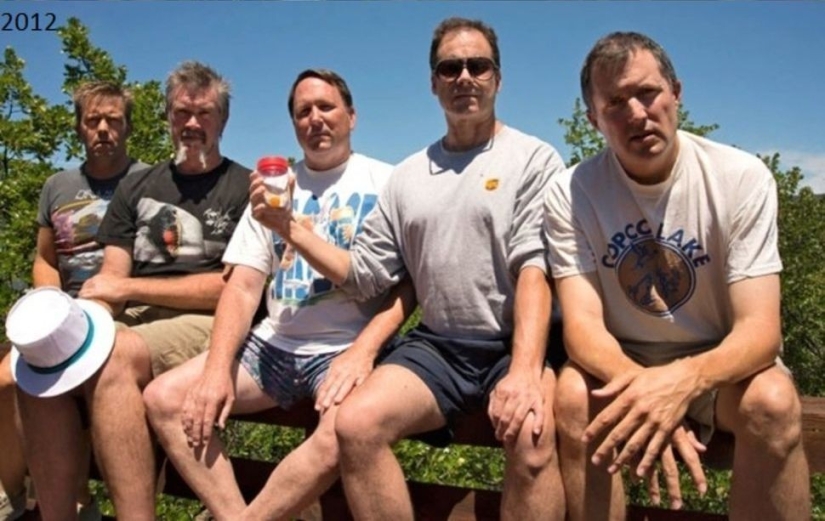 25 photos of people in the style of "then and now", whose relationships have passed the test of time