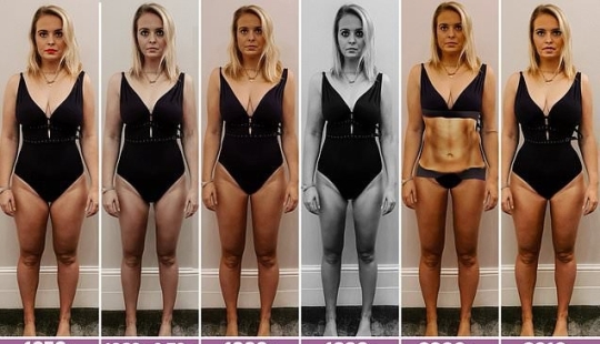 A British woman with the help of a photo editor showed how her figure would look according to the beauty ideals of the last 70 years