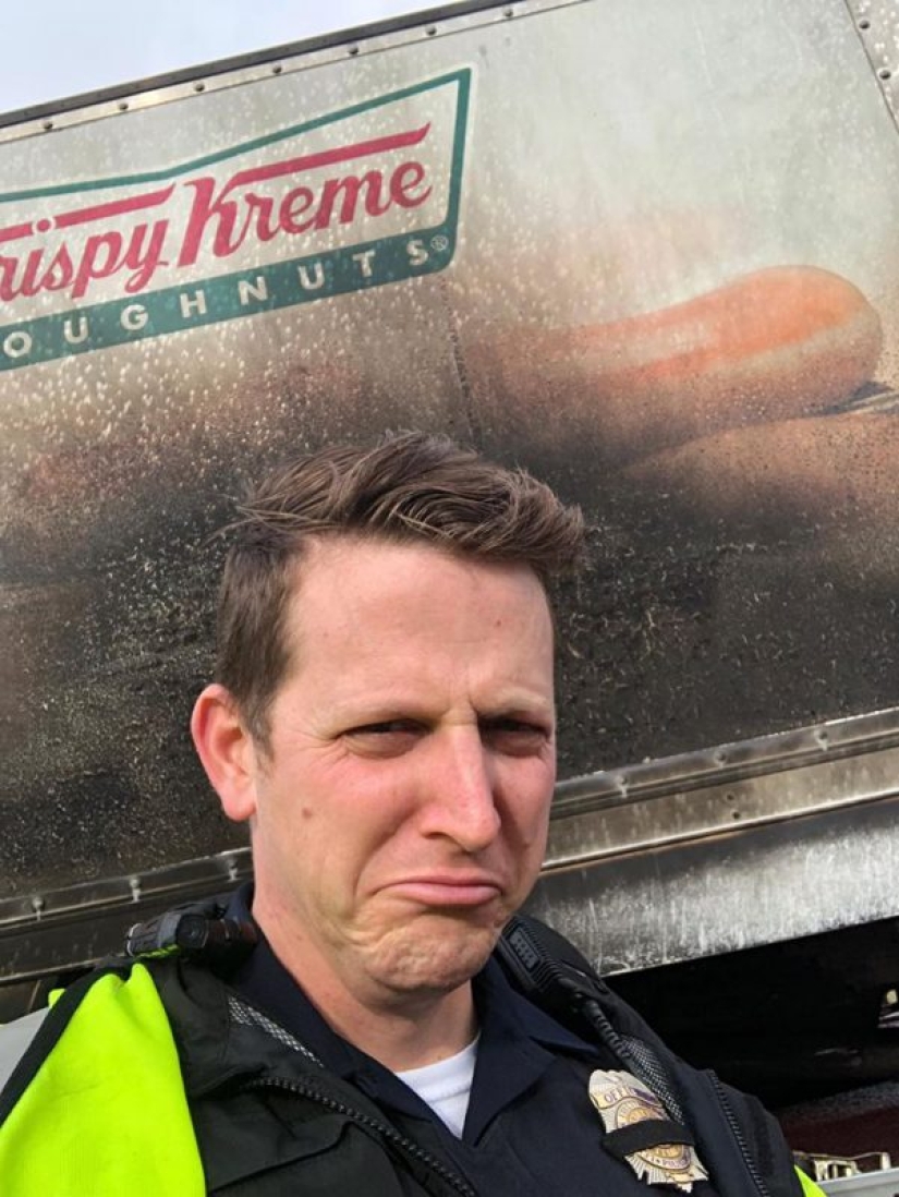 A burnt-out donut truck made the police cry
