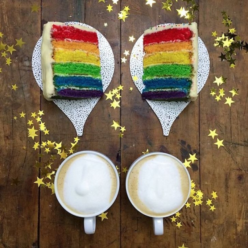 A man makes symmetrical breakfasts for his beloved every day