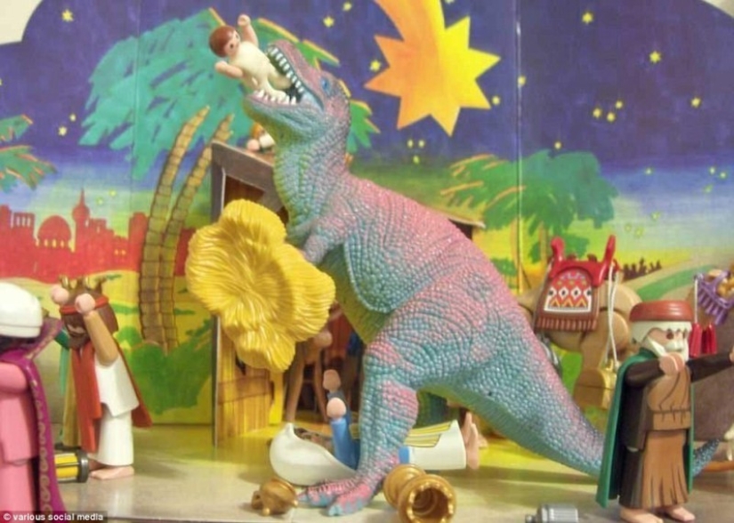 A nativity scene with sausages: a traditional scene in an unconventional performance A nativity scene with sausages: a traditional scene in an unconventional performance