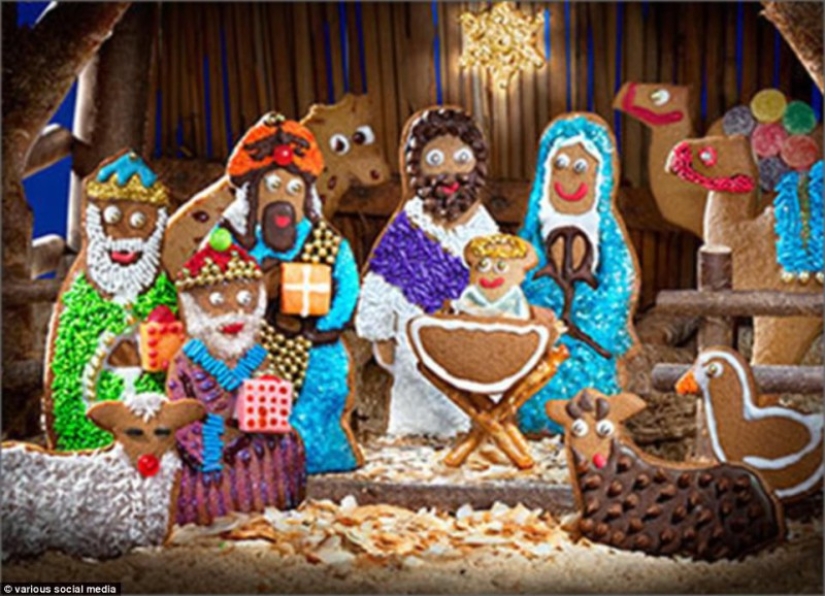 A nativity scene with sausages: a traditional scene in an unconventional performance A nativity scene with sausages: a traditional scene in an unconventional performance