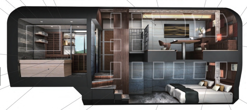 A new luxury train with two-story compartments and panoramic windows has been launched in Japan A new luxury train with two-story compartments and panoramic windows has been launched in Japan