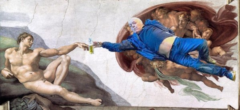 A New Year's picture of a drunk Briton turned into a real "art meme" A New Year's picture of a drunk Briton turned into a real "art meme"