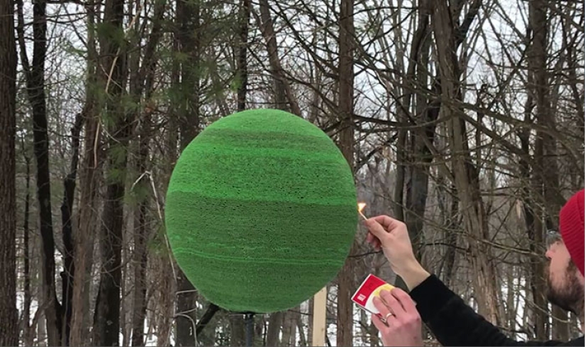 A Reddit user spent a year gluing together a sphere of 42 thousand matches to burn it later