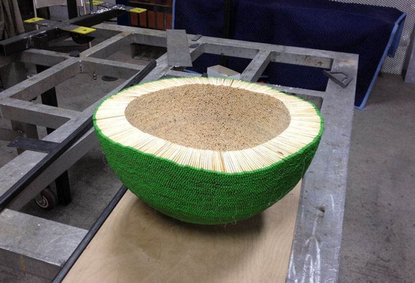 A Reddit user spent a year gluing together a sphere of 42 thousand matches to burn it later