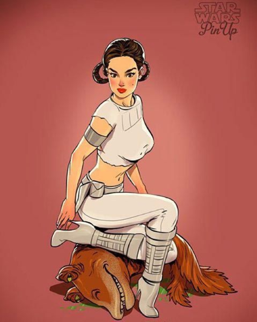 A Russian artist changed the gender of the heroes of "Star Wars" and painted them in the pin-up style