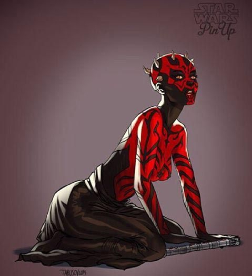 A Russian artist changed the gender of the heroes of "Star Wars" and painted them in the pin-up style