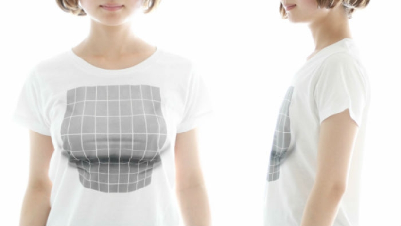 A T-shirt with an optical illusion creates breasts out of nothing A T-shirt with an optical illusion creates breasts out of nothing