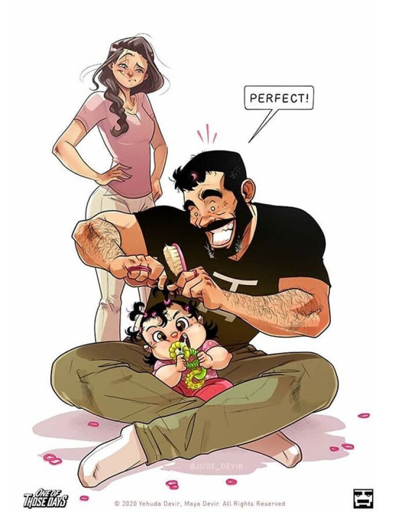 Alegrías y dificultades de la paternidad: un artista de Israel dibuja cómics sobre su esposa e hija