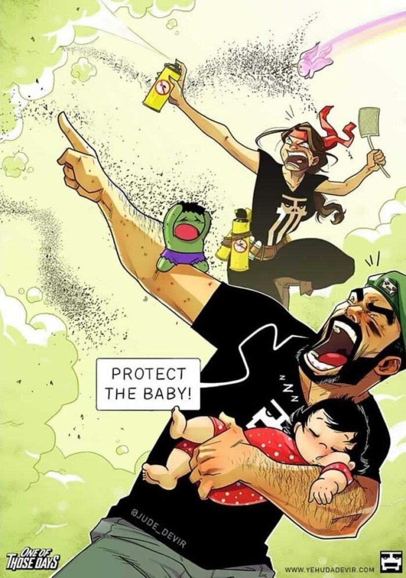 Alegrías y dificultades de la paternidad: un artista de Israel dibuja cómics sobre su esposa e hija